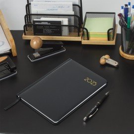 Еженедельник датированный 2025, А5, 145х215 мм, BRAUBERG "Select", балакрон, черный, 115972