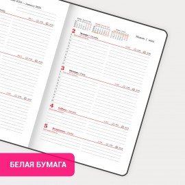 Еженедельник датированный 2025, А5, 145х215 мм, BRAUBERG "Select", балакрон, коричневый, 115973