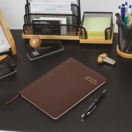 Еженедельник датированный 2025, А5, 145х215 мм, BRAUBERG "Select", балакрон, коричневый, 115973