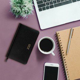 Еженедельник датированный 2025 МАЛЫЙ ФОРМАТ 95х155 мм А6, BRAUBERG "Select", балакрон, черный, 115983