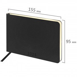 Еженедельник датированный 2025 МАЛЫЙ ФОРМАТ 95х155 мм А6, BRAUBERG "Unique", черный, 115998
