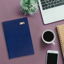 Ежедневник датированный 2025 145х215 мм, А5, STAFF, обложка бумвинил, синий, 116013