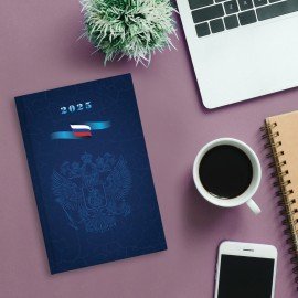 Ежедневник датированный 2025 145х215 мм, А5, STAFF, ламинированная обложка, "Символика РФ", 116019