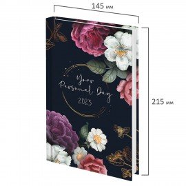Ежедневник датированный 2025 145х215 мм, А5, STAFF, ламинированная обложка, "Цветы", 116024