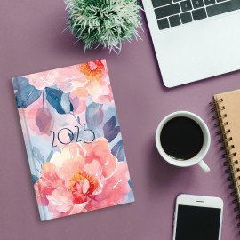 Ежедневник датированный 2025 145х215 мм, А5, STAFF, ламинированная обложка, "Flowers", 116032