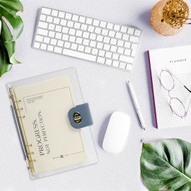 Блокнот А5 180x235мм BRAUBERG "Fabulous", гибкий, на кольцах, застежка, 80л, голубой, 116193