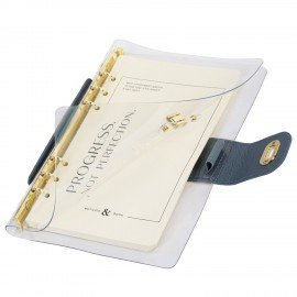 Блокнот А5 180x235мм BRAUBERG "Fabulous", гибкий, на кольцах, застежка, 80л, голубой, 116193