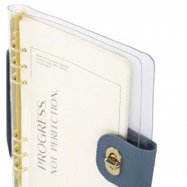 Блокнот А5 180x235мм BRAUBERG "Fabulous", гибкий, на кольцах, застежка, 80л, голубой, 116193