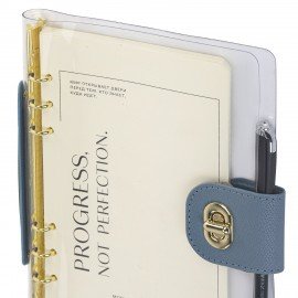 Блокнот А5 180x235мм BRAUBERG "Fabulous", гибкий, на кольцах, застежка, 80л, голубой, 116193