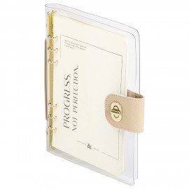 Блокнот А5 180x235мм BRAUBERG "Fabulous", гибкий, на кольцах, застежка, 80л, бежевый, 116194