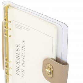 Блокнот А5 180x235мм BRAUBERG "Fabulous", гибкий, на кольцах, застежка, 80л, бежевый, 116194