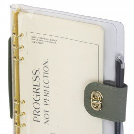 Блокнот А5 180x235мм BRAUBERG "Fabulous", гибкий, на кольцах, застежка, 80л, оливковый, 116195