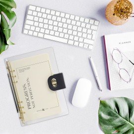 Блокнот А5 180x235мм BRAUBERG "Fabulous", гибкий, на кольцах, застежка, 80л, черный, 116196