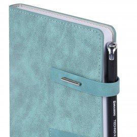 Ежедневник недатированный А5 138х213мм BRAUBERG "Cowboy", под кожу, застежка 160л, голубой, 116197