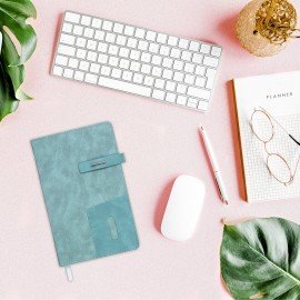 Ежедневник недатированный А5 138х213мм BRAUBERG "Cowboy", под кожу, застежка 160л, голубой, 116197