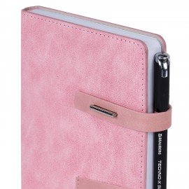 Ежедневник недатированный А5 138х213мм BRAUBERG "Cowboy", под кожу, застежка 160л, розовый, 116199