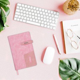 Ежедневник недатированный А5 138х213мм BRAUBERG "Cowboy", под кожу, застежка 160л, розовый, 116199