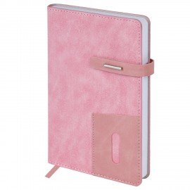 Ежедневник недатированный А5 138х213мм BRAUBERG "Cowboy", под кожу, застежка 160л, розовый, 116199