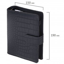 Ежедневник-органайзер недатированный B6 150x190мм BRAUBERG "Comodo", под кожу, 160л, черный, 116205