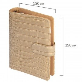 Ежедневник-органайзер недатированный B6 150x190мм BRAUBERG "Comodo", под кожу, 160л, бежевый, 116206