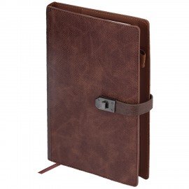 Ежедневник недатированный А5 152х220мм BRAUBERG "Sirius", под кожу, застежка 160л, коричневый, 116211