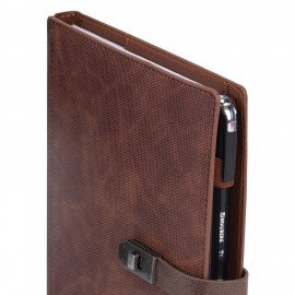 Ежедневник недатированный А5 152х220мм BRAUBERG "Sirius", под кожу, застежка 160л, коричневый, 116211