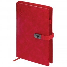 Ежедневник недатированный А5 152х220мм BRAUBERG "Sirius", под кожу, застежка 160л, красный, 116212