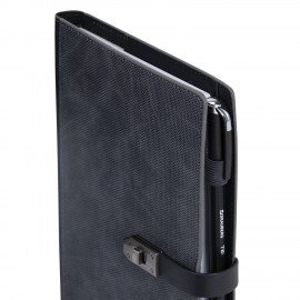 Ежедневник недатированный А5 152х220мм BRAUBERG "Sirius", под кожу, застежка 160л, черный, 116213