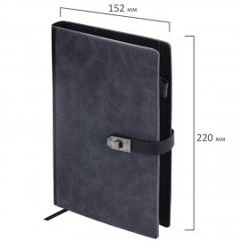 Ежедневник недатированный А5 152х220мм BRAUBERG "Sirius", под кожу, застежка 160л, черный, 116213