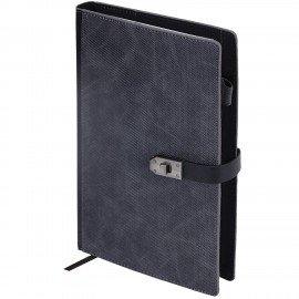 Ежедневник недатированный А5 152х220мм BRAUBERG "Sirius", под кожу, застежка 160л, черный, 116213