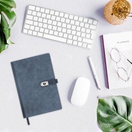 Ежедневник недатированный А5 152х220мм BRAUBERG "Sirius", под кожу, застежка 160л, серый, 116214