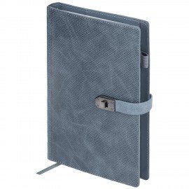 Ежедневник недатированный А5 152х220мм BRAUBERG "Sirius", под кожу, застежка 160л, серый, 116214