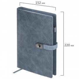 Ежедневник недатированный А5 152х220мм BRAUBERG "Sirius", под кожу, застежка 160л, серый, 116214