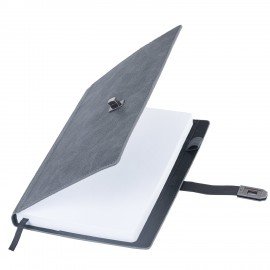 Ежедневник недатированный А5 152х220мм BRAUBERG "Sirius", под кожу, застежка 160л, серый, 116214