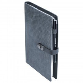 Ежедневник недатированный А5 152х220мм BRAUBERG "Sirius", под кожу, застежка 160л, серый, 116214