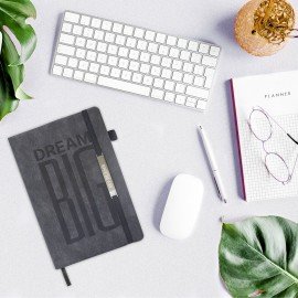 Ежедневник недатированный А5 138х213мм BRAUBERG "BeStyle", под кожу, резинка, держатель, 160л, графитовый, 116215