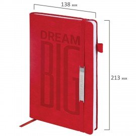 Ежедневник недатированный А5 138х213мм BRAUBERG "BeStyle", под кожу, резинка, держатель, 160л, красный, 116217