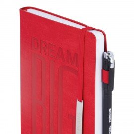 Ежедневник недатированный А5 138х213мм BRAUBERG "BeStyle", под кожу, резинка, держатель, 160л, красный, 116217