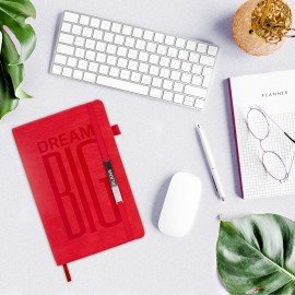 Ежедневник недатированный А5 138х213мм BRAUBERG "BeStyle", под кожу, резинка, держатель, 160л, красный, 116217