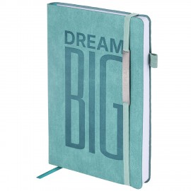 Ежедневник недатированный А5 138х213мм BRAUBERG "BeStyle", под кожу, резинка, держатель, 160л, сине-зеленый, 116218