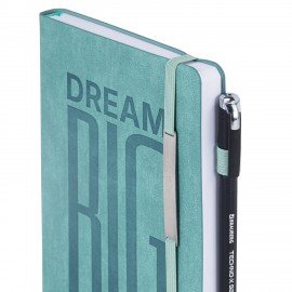 Ежедневник недатированный А5 138х213мм BRAUBERG "BeStyle", под кожу, резинка, держатель, 160л, сине-зеленый, 116218