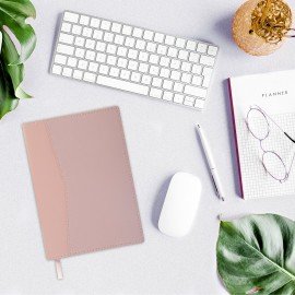 Ежедневник недатированный В6 130х185мм BRAUBERG "Gleam", под кожу, 160л, розовый, 116219