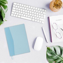 Ежедневник недатированный В6 130х185мм BRAUBERG "Gleam", под кожу, 160л, голубой, 116220