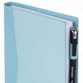 Ежедневник недатированный В6 130х185мм BRAUBERG "Gleam", под кожу, 160л, голубой, 116220