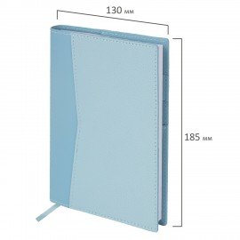 Ежедневник недатированный В6 130х185мм BRAUBERG "Gleam", под кожу, 160л, голубой, 116220