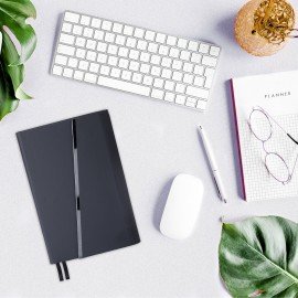 Ежедневник недатированный А5 145х213мм BRAUBERG "Vogue", под кожу, магнитный клапан, 160л, черный, 116223