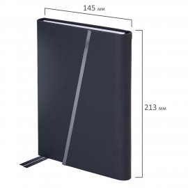 Ежедневник недатированный А5 145х213мм BRAUBERG "Vogue", под кожу, магнитный клапан, 160л, черный, 116223
