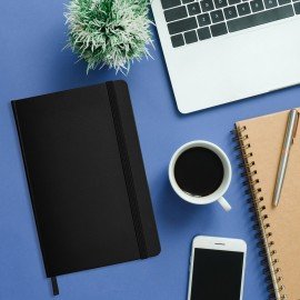 Блокнот А5 138x213мм BRAUBERG Basic, под кожу, 80л, клетка, черный, 116227