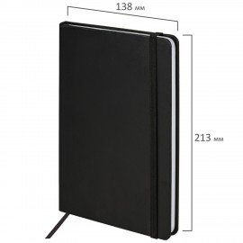Блокнот А5 138x213мм BRAUBERG Basic, под кожу, 80л, клетка, черный, 116227