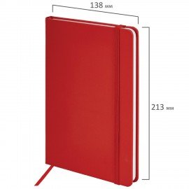 Блокнот А5 138x213мм BRAUBERG Basic, под кожу, 80л, клетка, красный, 116228